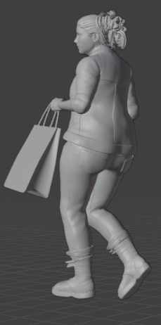 Woman with shopping bags V3 (Pose No.21) / unpainted resin 3D print miniature figure