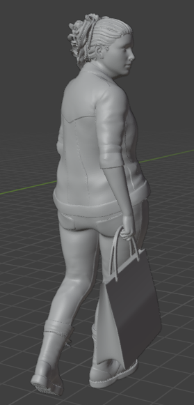 Frau mit Einkaufstüte V4 (Pose Nr.22) / unbemalte REsin 3D Druck Miniaturfigur
