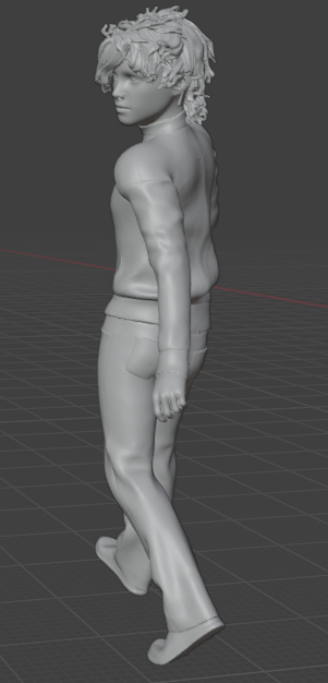 Homme marchant regardant en arrière (pose n°24) / figurine miniature non peinte en résine imprimée en 3D