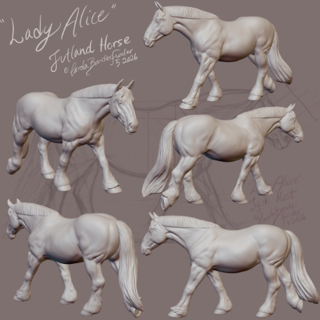 Jutland mare "Lady Alice" by Carola Funder / unpainted resin model horse