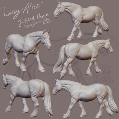 Jutland mare "Lady Alice" by Carola Funder / unpainted resin model horse