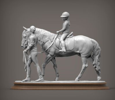 Reiterin führt Pferd mit Kind von Alexander3dart / unbemalter Resin 3D Druck