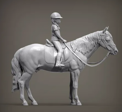 Kind auf Pferd von Alexander3dart / unbemalter Resin 3D Druck