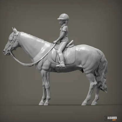 Kind auf Pferd von Alexander3dart / unbemalter Resin 3D Druck