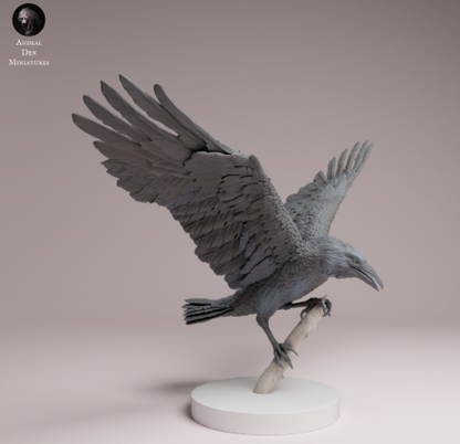 Rabe landet auf Ast von Animal Den Miniatures