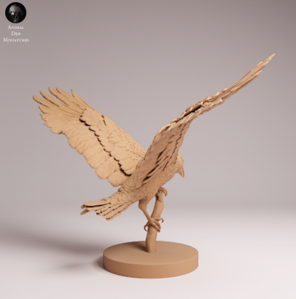 Rabe landet auf Ast von Animal Den Miniatures