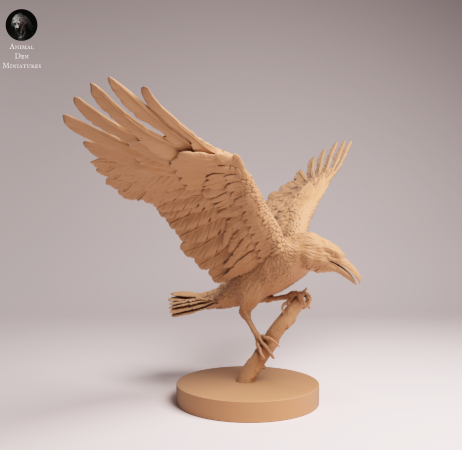 Rabe landet auf Ast von Animal Den Miniatures