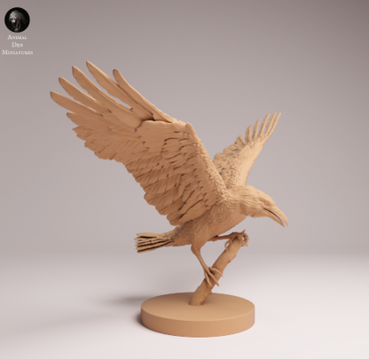 Rabe landet auf Ast von Animal Den Miniatures