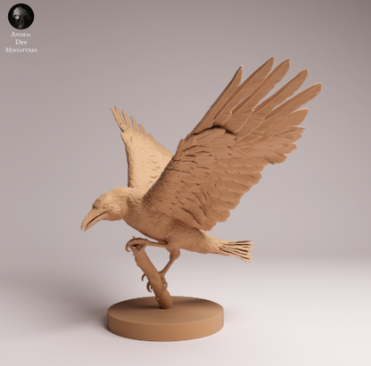 Rabe landet auf Ast von Animal Den Miniatures