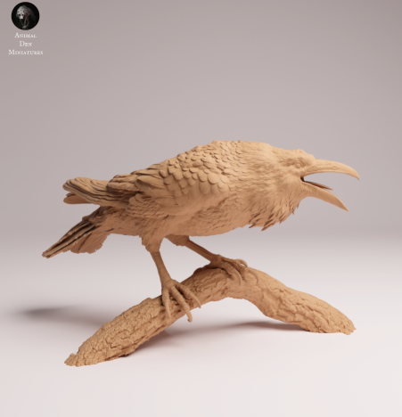 Rabe sitz auf Ast von Animal Den Miniatures