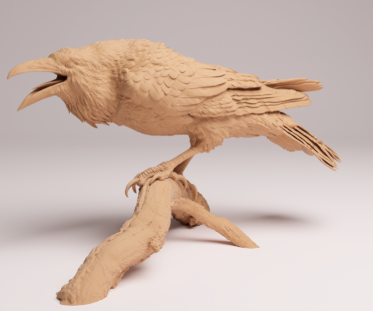 Rabe sitz auf Ast von Animal Den Miniatures
