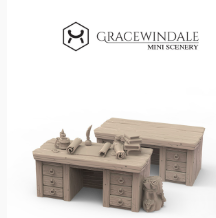 Hölzener Schreibtisch / 2 Versionen von Gracewindale / unbemalte Resin Miniatur