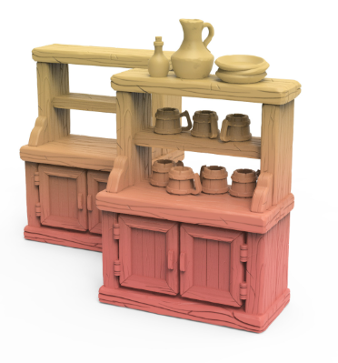 Schrank-Regal von Gracewindale / 2 Versionen / unbemalte Resin Miniatur