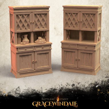Vitrinen-Schrank von Gracewindale / 2 Versionen / unbemalte Resin Miniatur