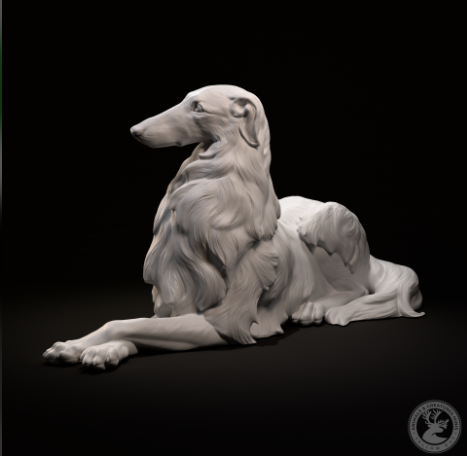 Liegender Borzoi von Animals and creatures minis / unbemalter Resin Druck