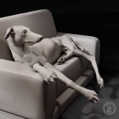 Grauhund liegt auf Sofa von Animals and creatures minis / unbemalter Resin Druck