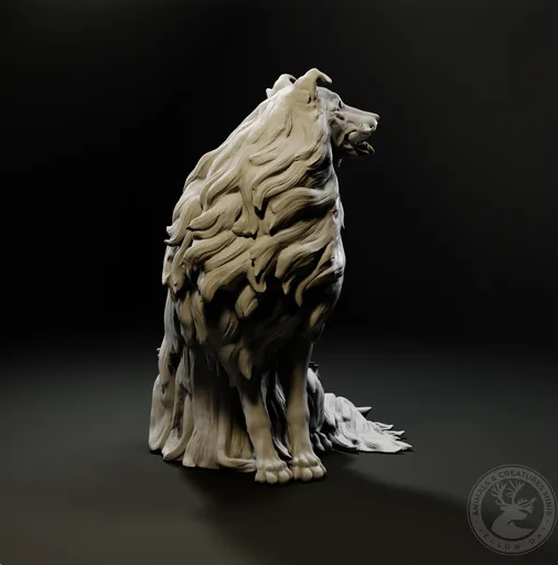 Collie mit Stöckchen von Animals and creatures minis / unbemalter Resin Druck