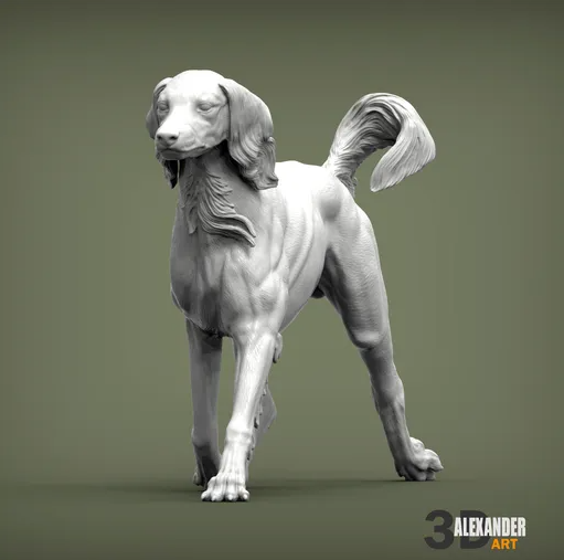 Rennender Saluki von Alexander3dart / unbemalter Resin Druck