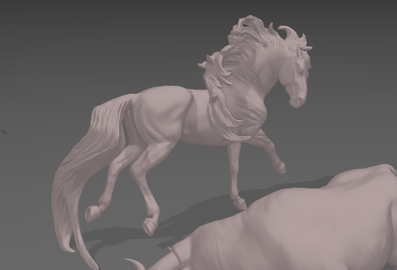 Duo Stier Fuego und Hengst Sicario von Printed Ponies / unbemalte Resin Modellpferde