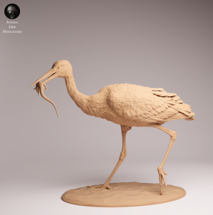 Fressender Storch von Animal den Miniatures / unbemalter Resin Druck