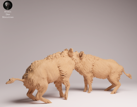 Kämpfende Wildschweine / unbemalte Resin Miniaturtiere