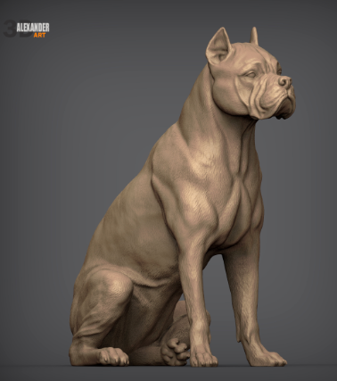 Cane Corso sitzt von Alexander3dart / unbemalter Resin