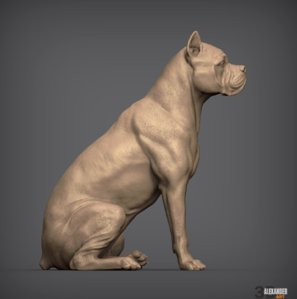 Cane Corso sitzt von Alexander3dart / unbemalter Resin