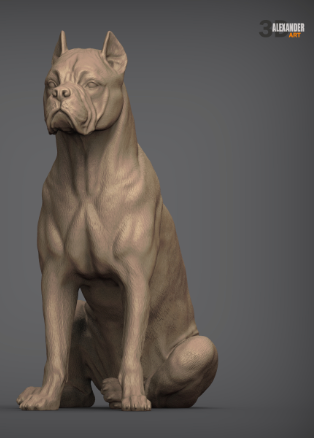 Cane Corso sitzt von Alexander3dart / unbemalter Resin
