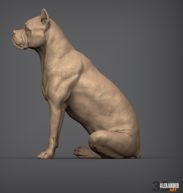Cane Corso sitzt von Alexander3dart / unbemalter Resin