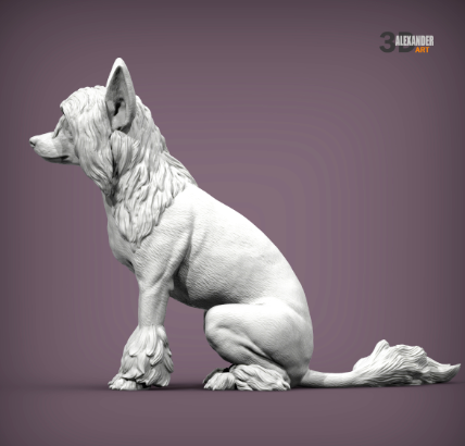 Chinese Crested sitzt von Alexander3dArt