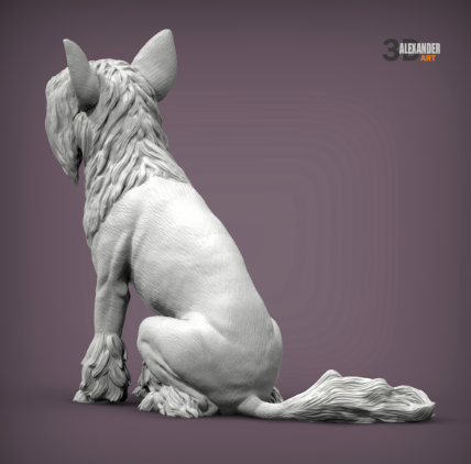Chinese Crested sitzt von Alexander3dArt