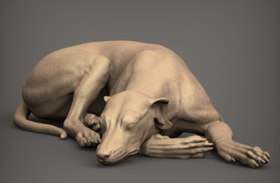Whippet liegt von Alexander3dart / unbemalter Resin
