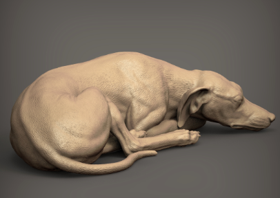 Whippet liegt von Alexander3dart / unbemalter Resin