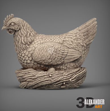 Huhn im Nest von Akuzmenko als 3D Druck