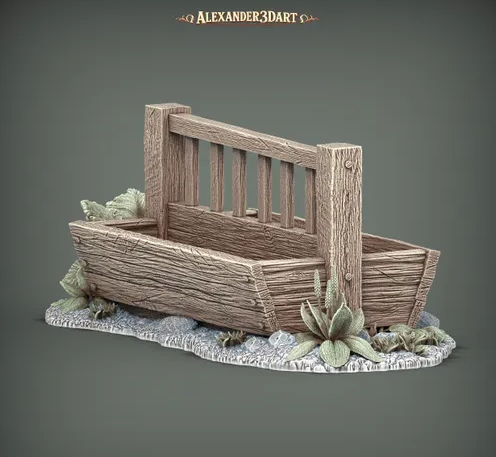 Schaf Futter-Trog von Alexander3dart / unbemalte Resin Miniatur