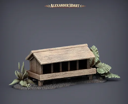 Hühner-Futterhaus von Alexander3dart / unbemalte Resin Miniatur