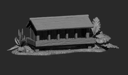 Hühner-Futterhaus von Alexander3dart / unbemalte Resin Miniatur