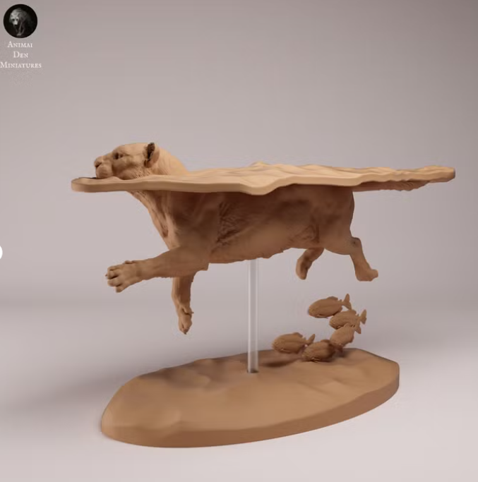 Schwimmender Jaguar / 3D Druck Resin Miniatur-unbemalt