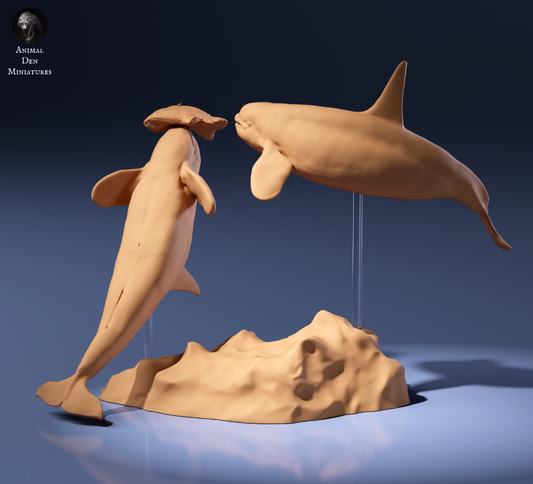Orcas jagen / 3D Druck Resin Miniaturtier unbemalt