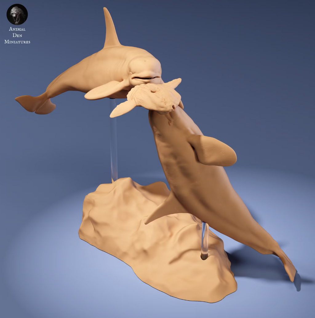 Orcas jagen / 3D Druck Resin Miniaturtier unbemalt