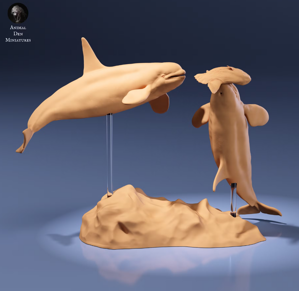 Orcas jagen / 3D Druck Resin Miniaturtier unbemalt