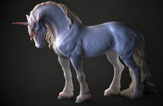Draft Horse Einhorn / 3D Druck Resin Modellpferd unbemalt