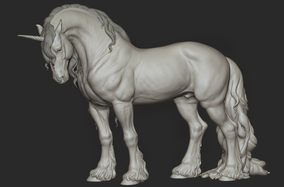 Draft Horse Einhorn / 3D Druck Resin Modellpferd unbemalt