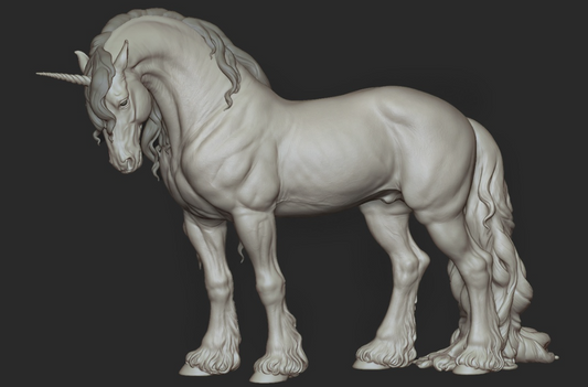 Draft Horse Einhorn / 3D Druck Resin Modellpferd unbemalt