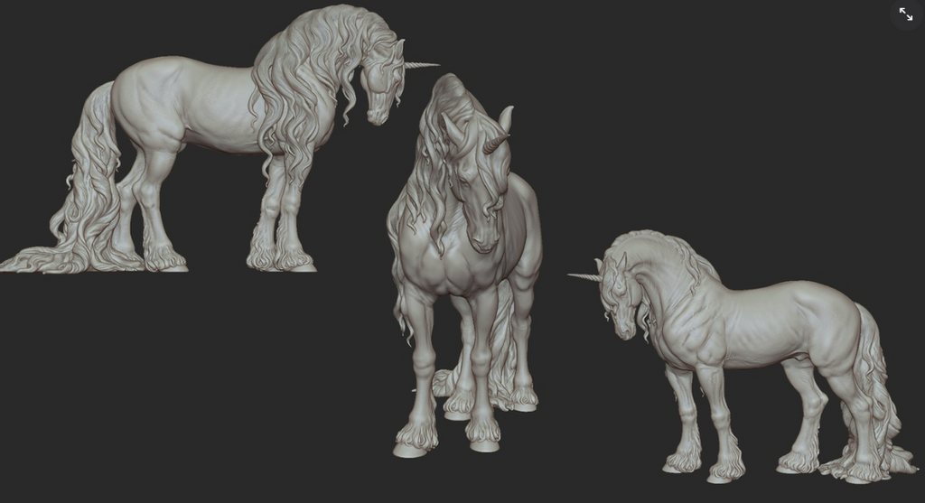 Draft Horse Einhorn / 3D Druck Resin Modellpferd unbemalt