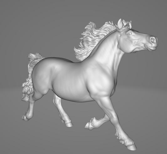 Rennende Cob Stute "Dolly" / 3D Druck Resin Modellpferd unbemalt