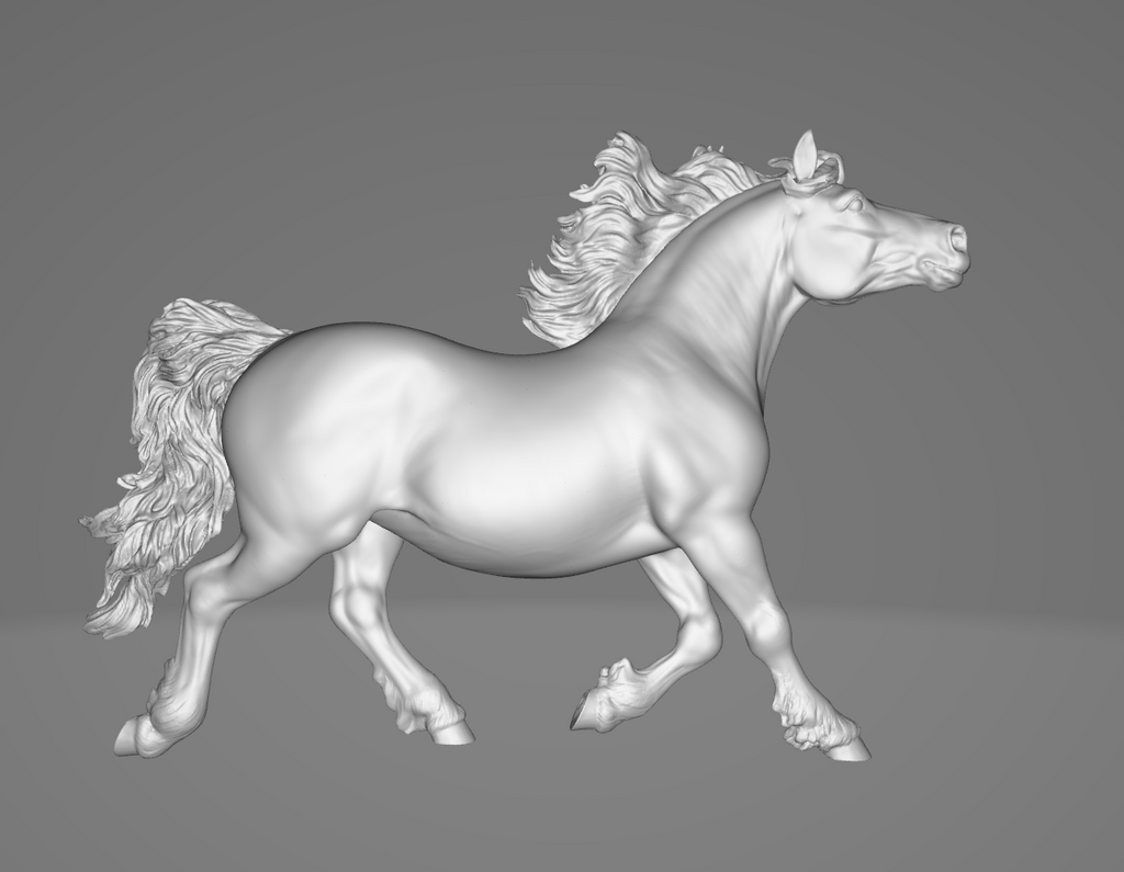 Rennende Cob Stute "Dolly" / 3D Druck Resin Modellpferd unbemalt