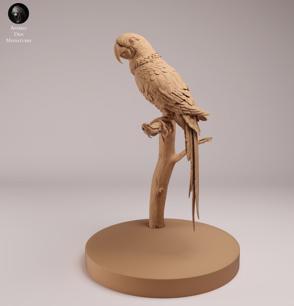 Hyazinthara sitzt auf Ast  von Animal Den Miniatures