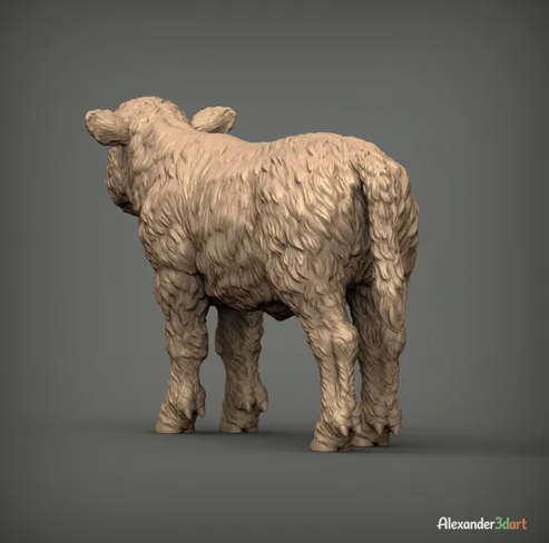 Schottisches Hochland Kalb / unbemalter Resin 3D Druck