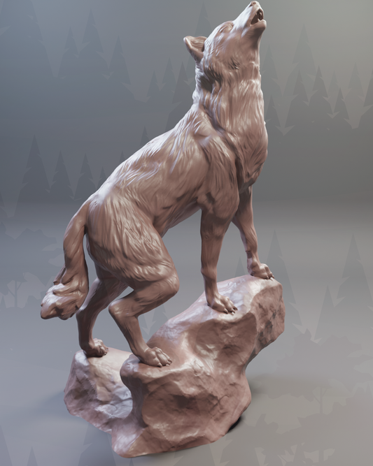 Heulender Wolf / unbemalte Resin Miniatur